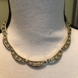 Vintage gold and pearl choker